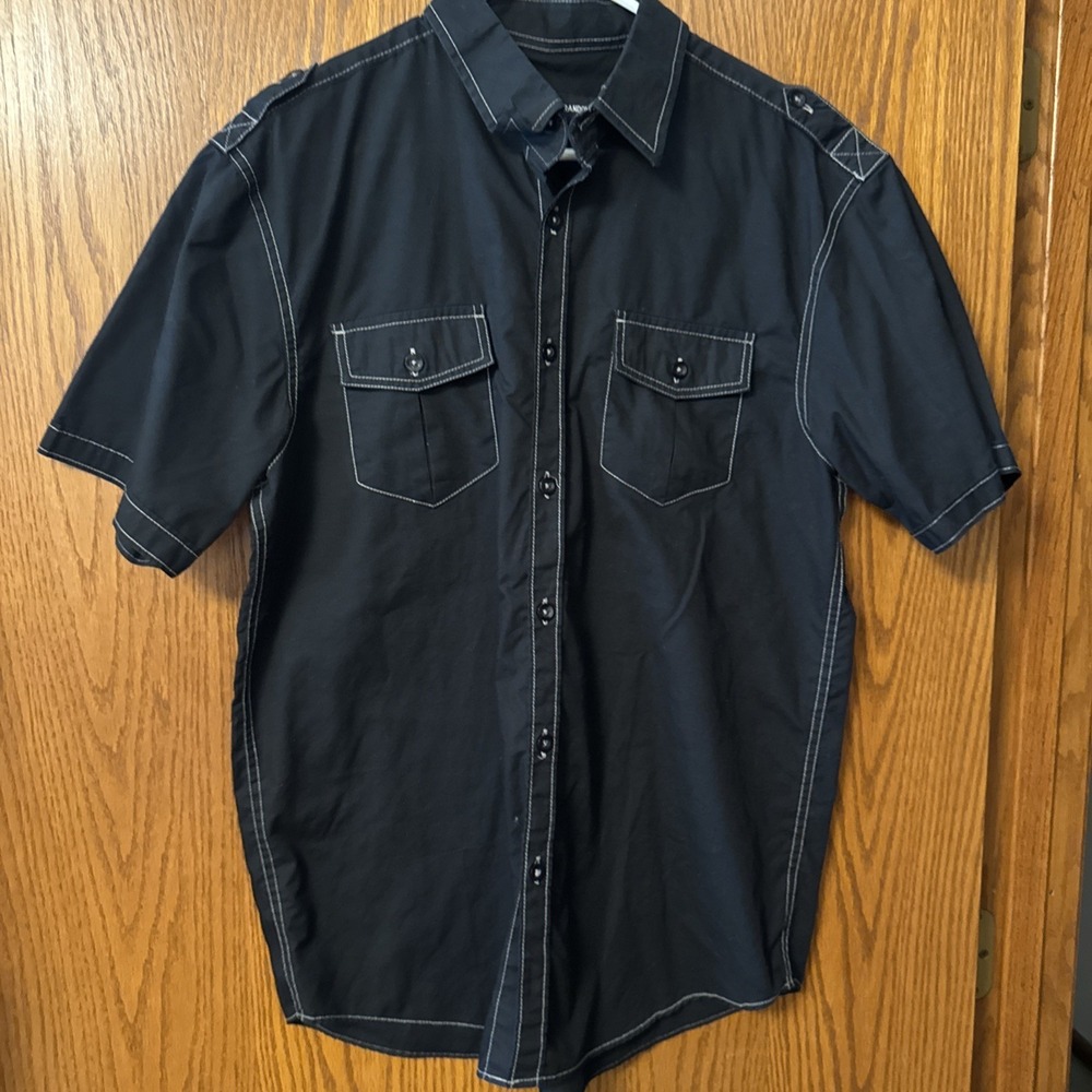 Michael Brandon‎ Black Button Down Western Shirt Mens Large Pockets